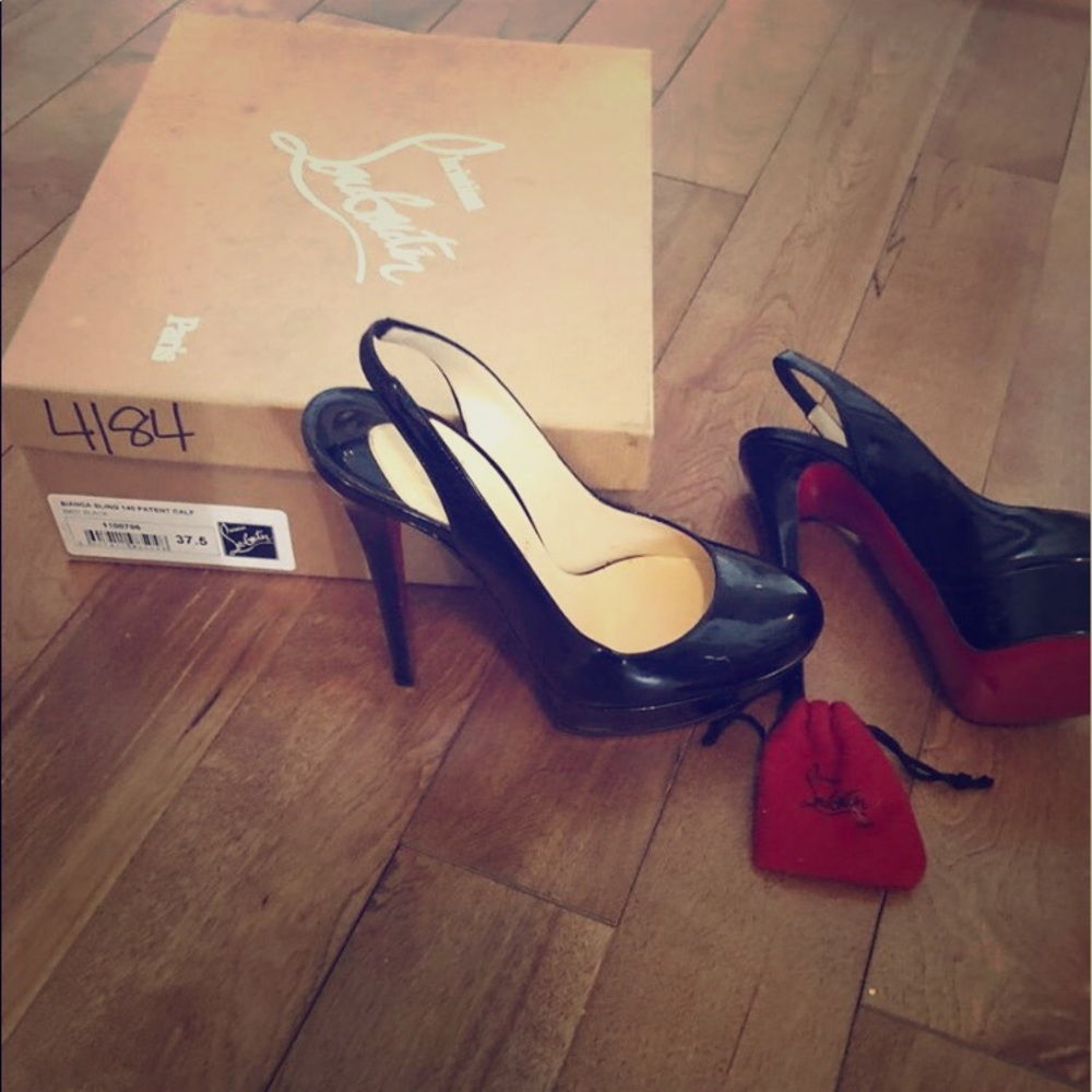Christian Louboutin patent leather sling backs